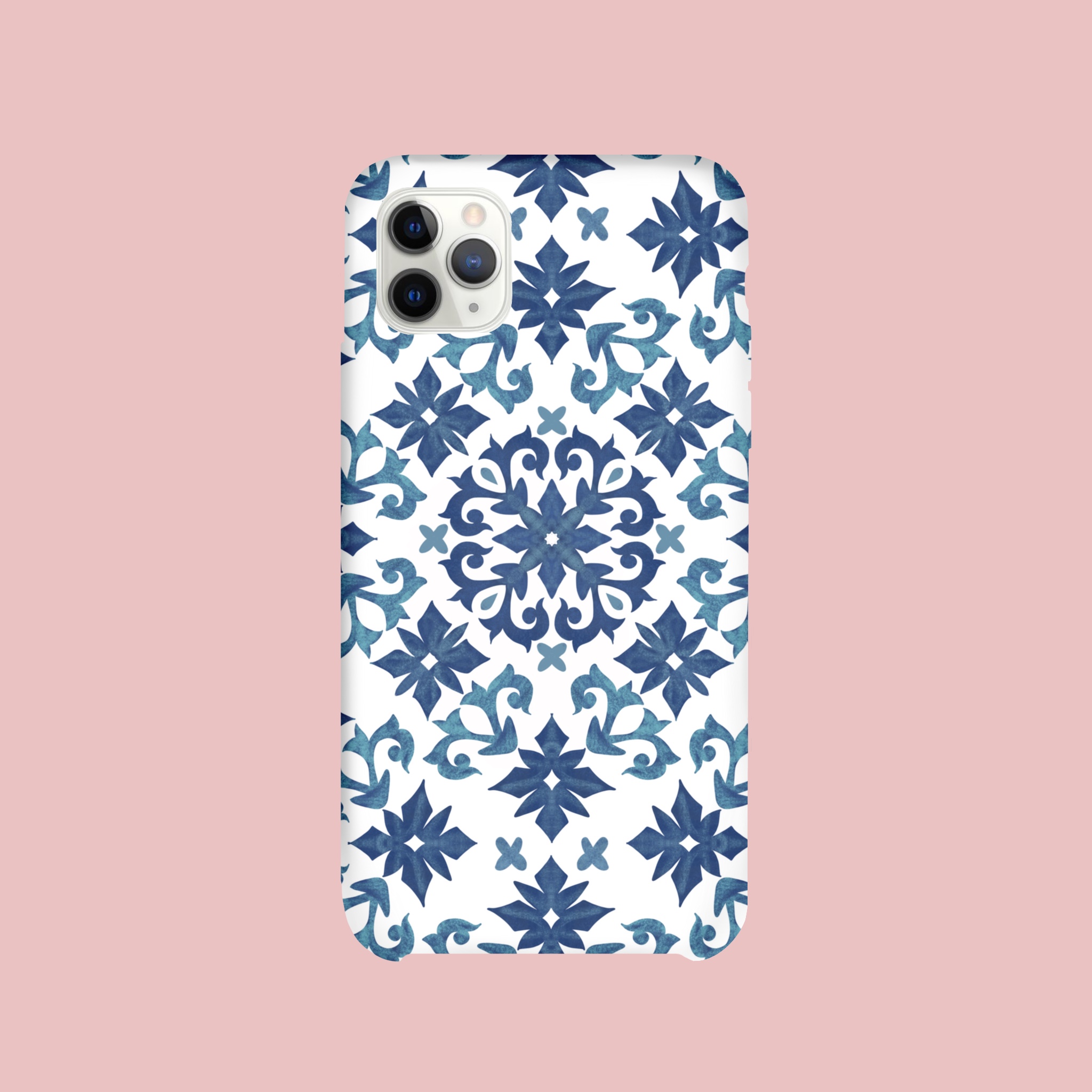 Geometric Blue Aesthetic Tile Hard Case for iPhone 12