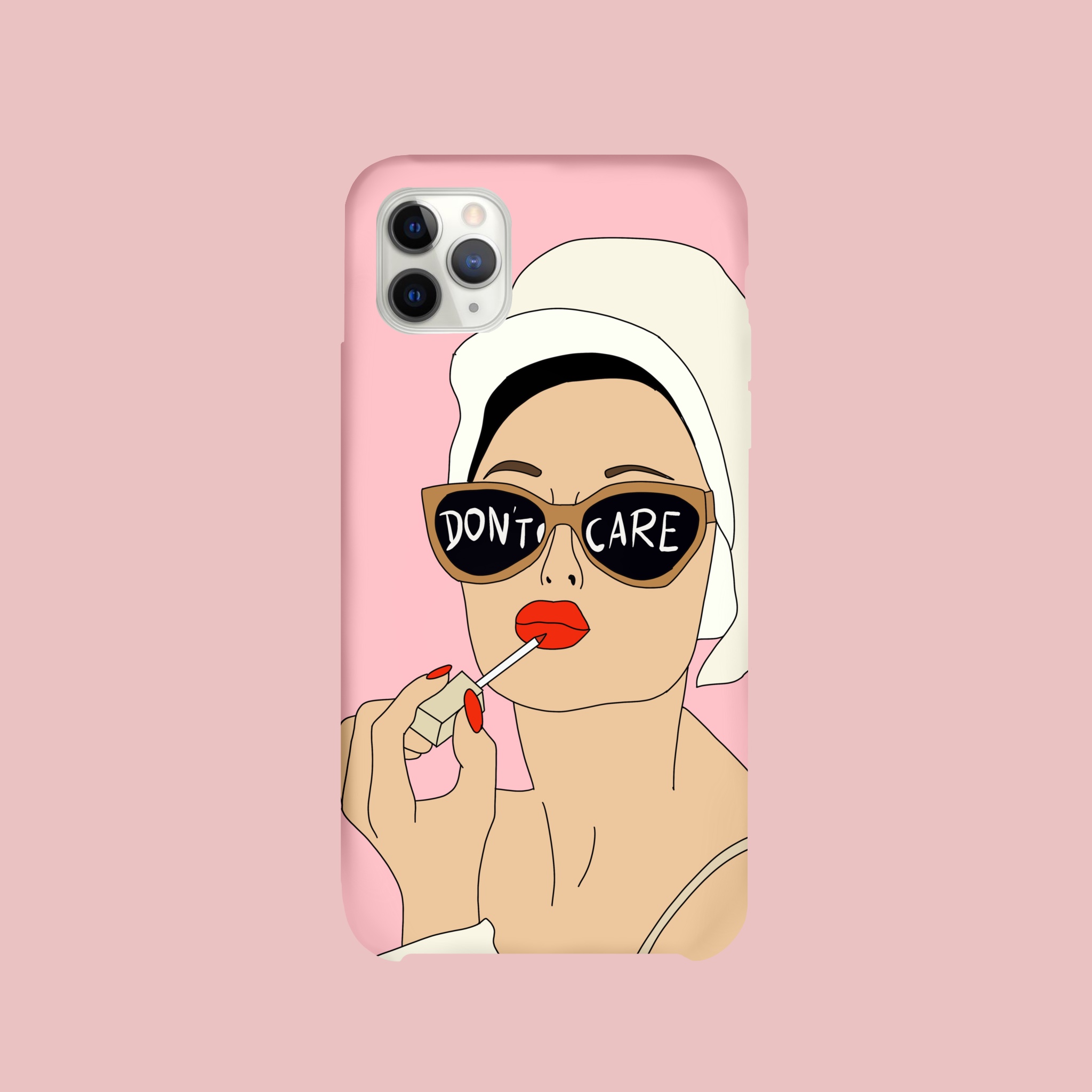 I Don'T Care Pink Pop-Art Glass case for iPhone 6