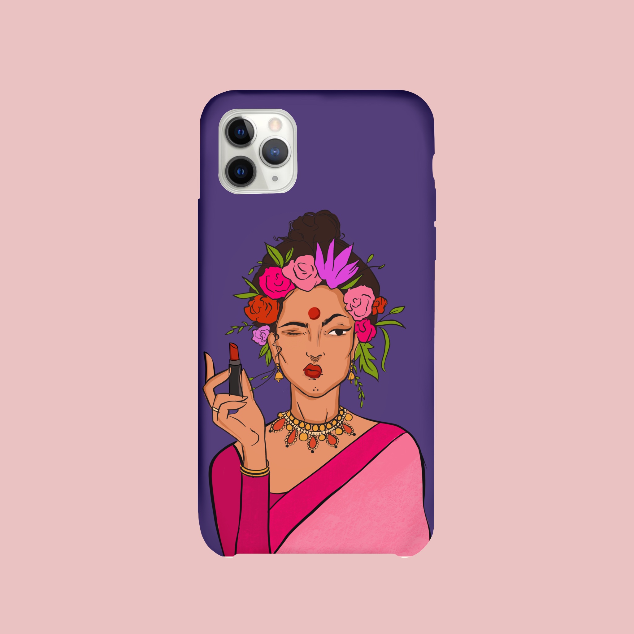 Desi Girl Lipstick And Flower Crown Glass case for iPhone 8Plus
